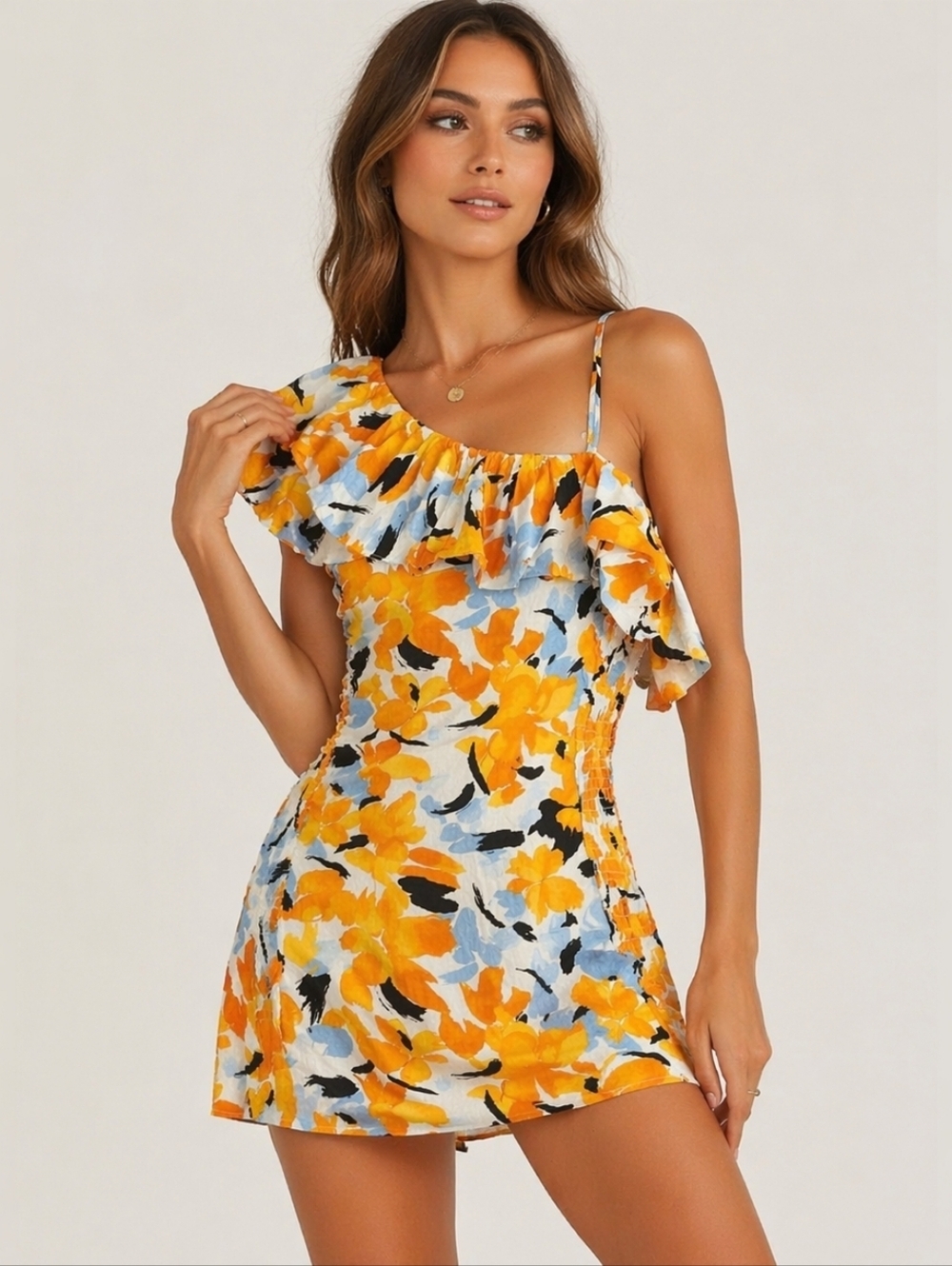 Floral One-Shoulder Dress